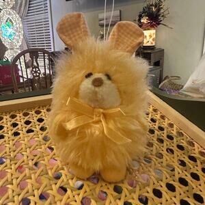 Vintage Knickerbocker 11 D2 Mini 5” Bunny with Orange Plaid Ears. Rare-Read